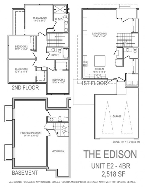 Floor plan for 4 beds, 2.5 baths, 2518 sqft